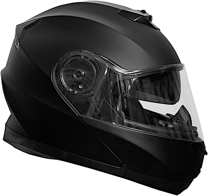 Klapphelm Integralhelm Helm Motorradhelm RALLOX 109 schwarz/matt mit Sonnenblende (S, M, L, XL) Grös