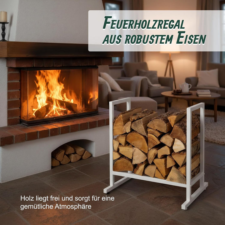 Relaxdays Kaminholzregal, Metall, modern, HBT: 62x60x49 cm, Brennholzregal für Feuerholz, Stapelholz