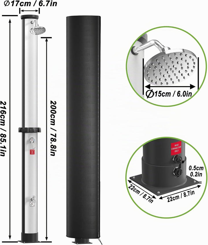 XMTECH Solardusche 40L, Solar Gartendusche, Pooldusche &amp; Aussendusche, mit Fussdusche, 360° Regendus