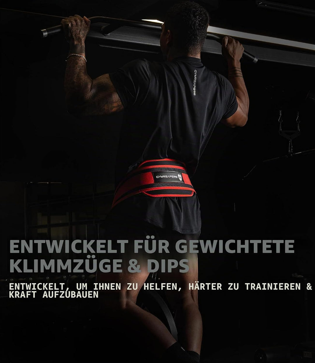 Gymreapers Dip-Gürtel mit Kette für Gewichtheben, Klimmzüge, Dips – robuste Stahlkette für zusätzlic