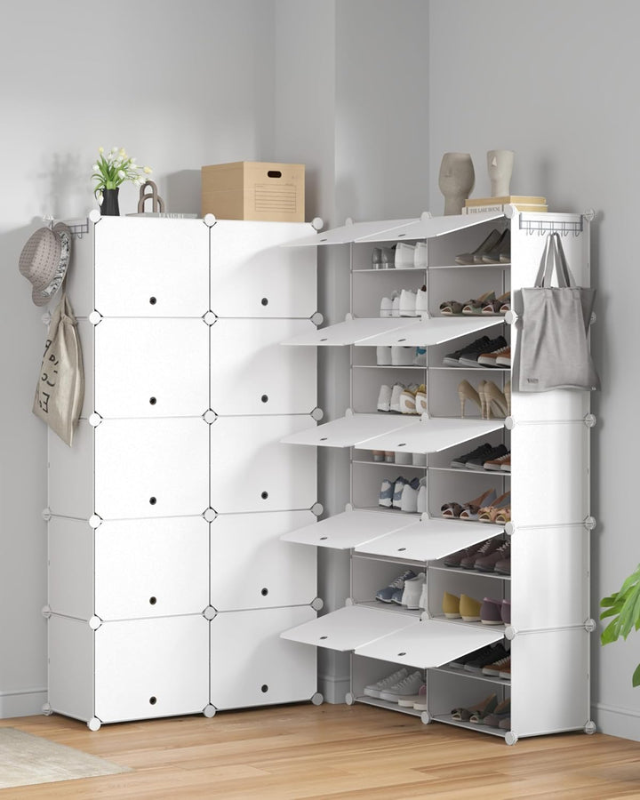 Mondeer Schuhregal, Kunststoff Schuhschrank 10 Ebenen, Schuhregal Organizer hält 40 Paar Schuhe Plat