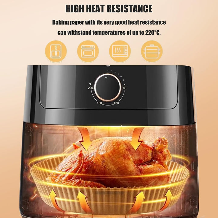 Runden für 4.5L-8L 100 Stück Airfryer Backpapier für Heissluftfritteuse 20-24cm, Antihaft Wasserdich
