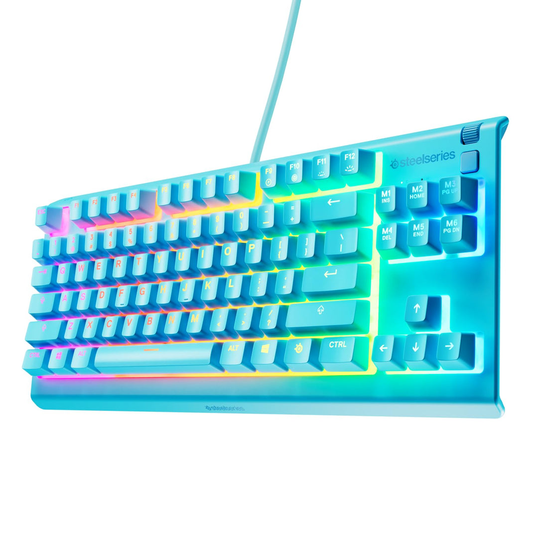 SteelSeries Apex 3 TKL Aqua RGB Gaming-Tastatur – Kompakter Tenkeyless-Formfaktor – 8-Zonen-RGB-Bele