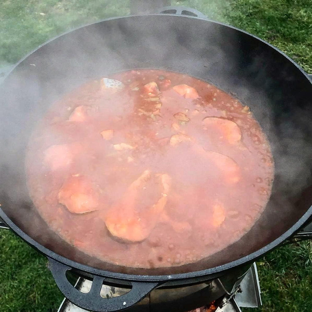 SYTON Gusseisen Kessel Bräter Schmortopf Wok Gulaschkessel Asiatische Kasan Kazan (8 Liter mit Decke