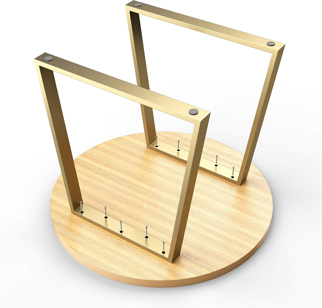 sossai® Trapez Tischkufen aus Stahl (pulverbeschichtet) TKG6 | Industrial Design | Farbe: Gold Messi