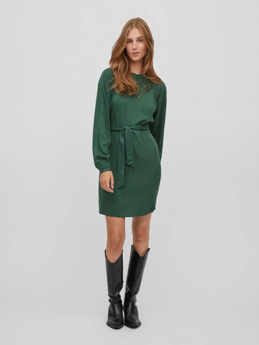 Vila Damen Visuvita L/S Lace Dress/Su-Noos Kleid 44 Pineneedle, 44 Pineneedle