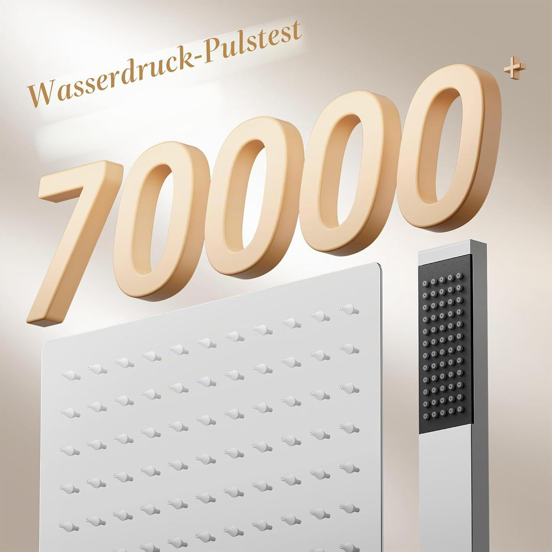 KES Duschsystem Duschkopf Regendusche 3 Funktion mit Handbrause Schlauch Duscharmatur Duschbrause Du