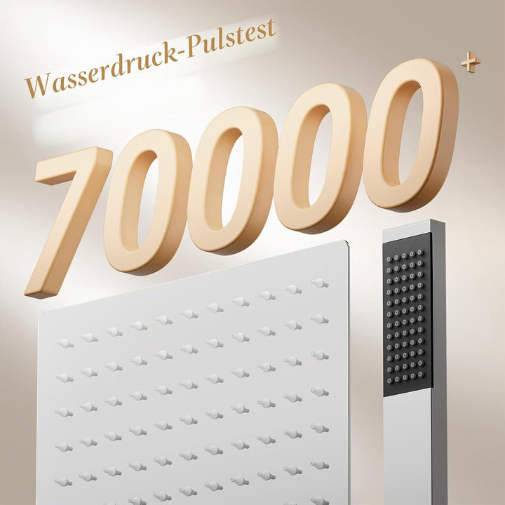 KES Duschsystem Duschkopf Regendusche 3 Funktion mit Handbrause Schlauch Duscharmatur Duschbrause Du