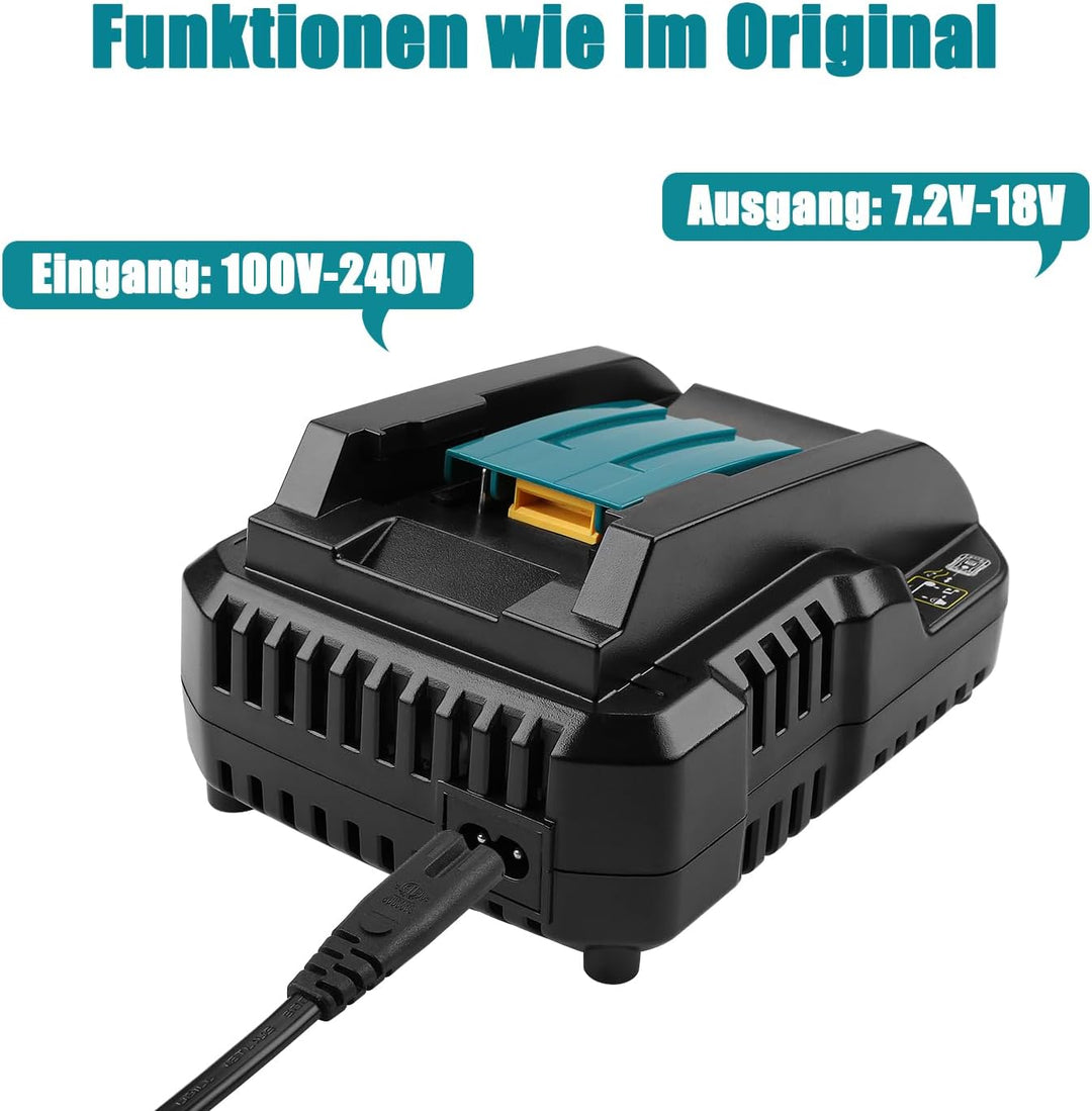 Schnellladegerät DC18RC Ersatz für Makita 14,4V/18V Ladegerät