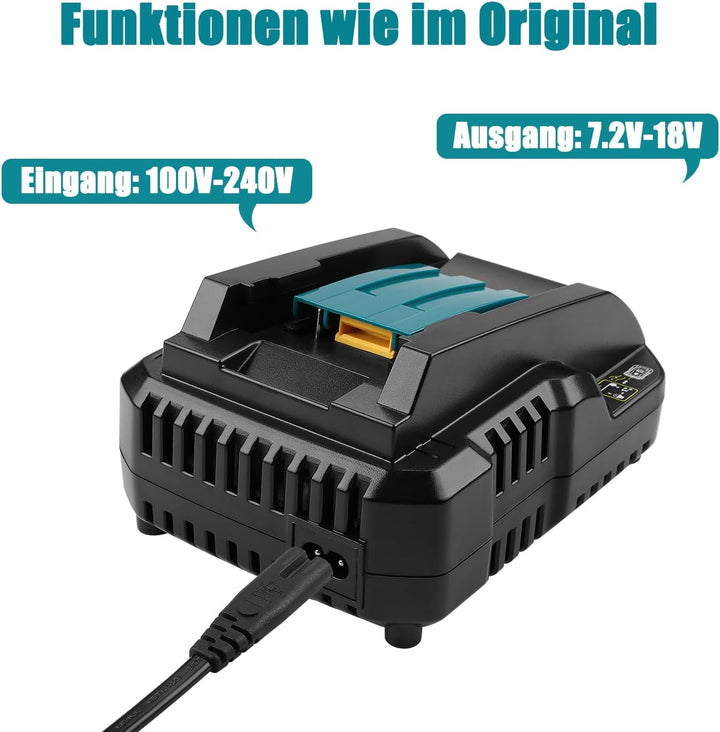 Schnellladegerät DC18RC Ersatz für Makita 14,4V/18V Ladegerät