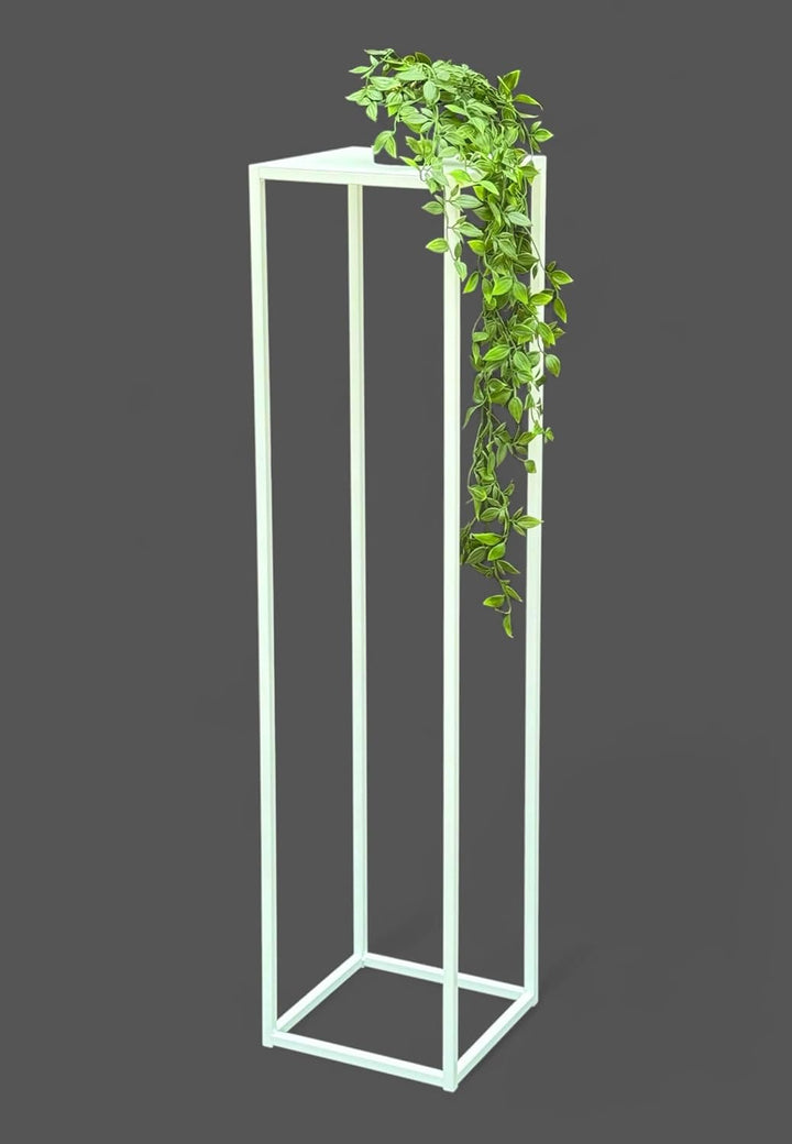DanDiBo Blumenhocker Metall Weiss Eckig 100 cm Blumenständer Beistelltisch 96569 Blumensäule Pflanze