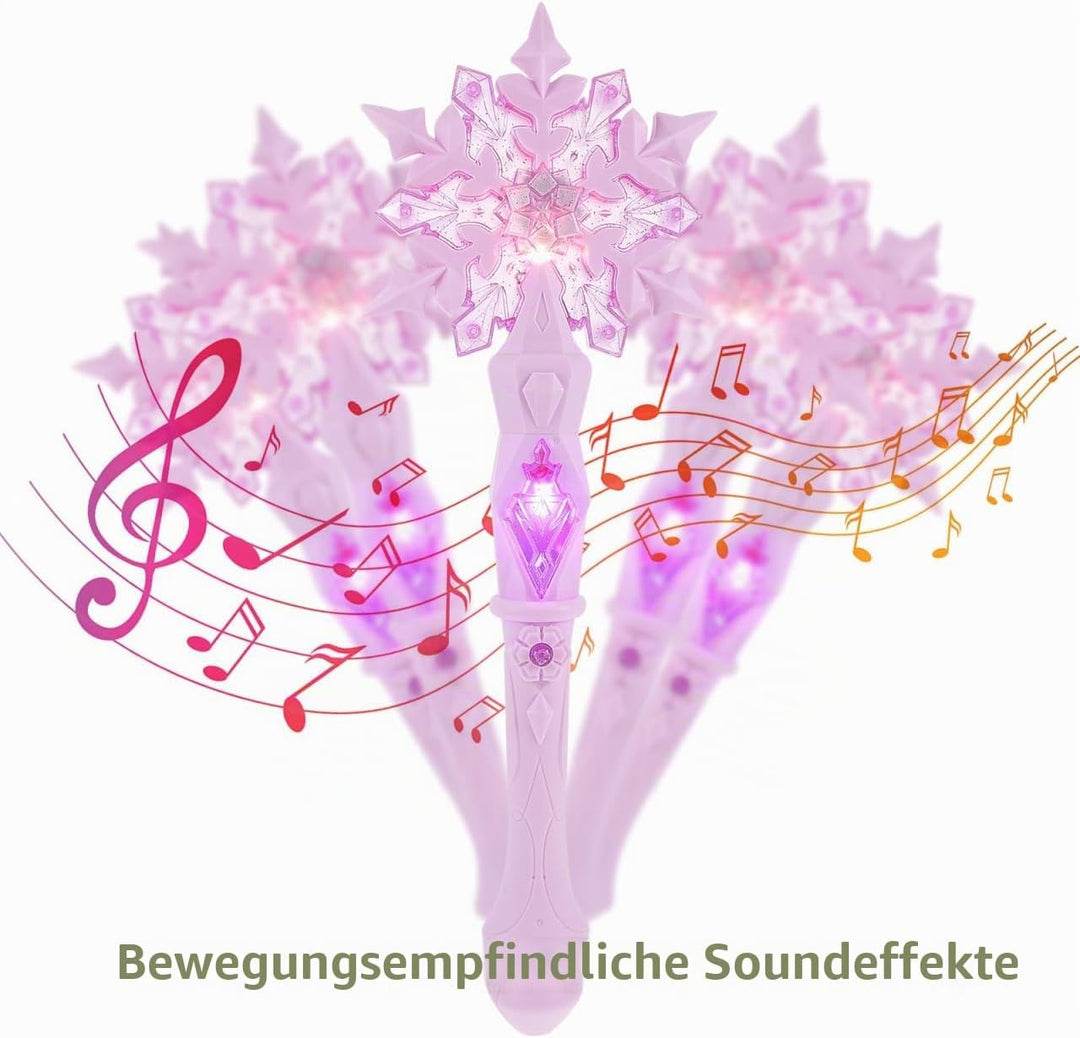 SAFIGLE 2Er-Pack Schneeflocken Zauberstab Kinder Leuchtend Mit Musik Glitzer Feenstab MäDchen KostüM