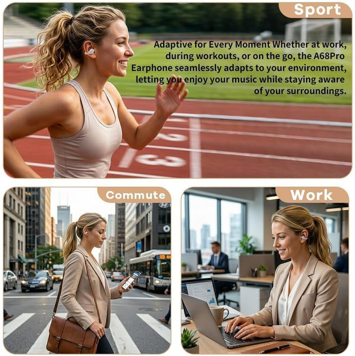 Open Ear Kopfhörer, Bluetooth Earbuds, Clip on Design mit 4 Noise Cancelling Mikrofone, 40h Std, Blu