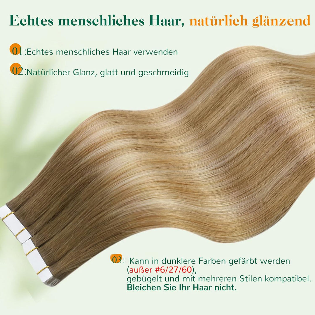 Easyouth Tape in Extensions Echthaar Balayage Tape in Haar Extensions Remy Menschenhaar Tape in Echt