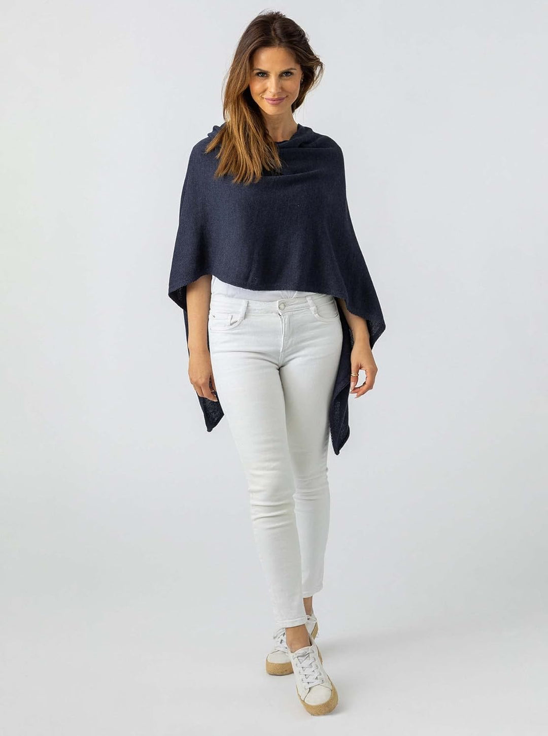 "Cashmere Dreams Poncho-Schal aus Baumwolle - Hochwertiges Cape für Damen - Umhängetuch und Tunika -