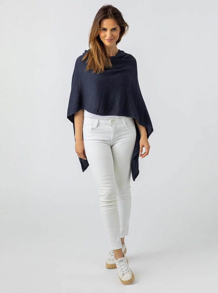"Cashmere Dreams Poncho-Schal aus Baumwolle - Hochwertiges Cape für Damen - Umhängetuch und Tunika -