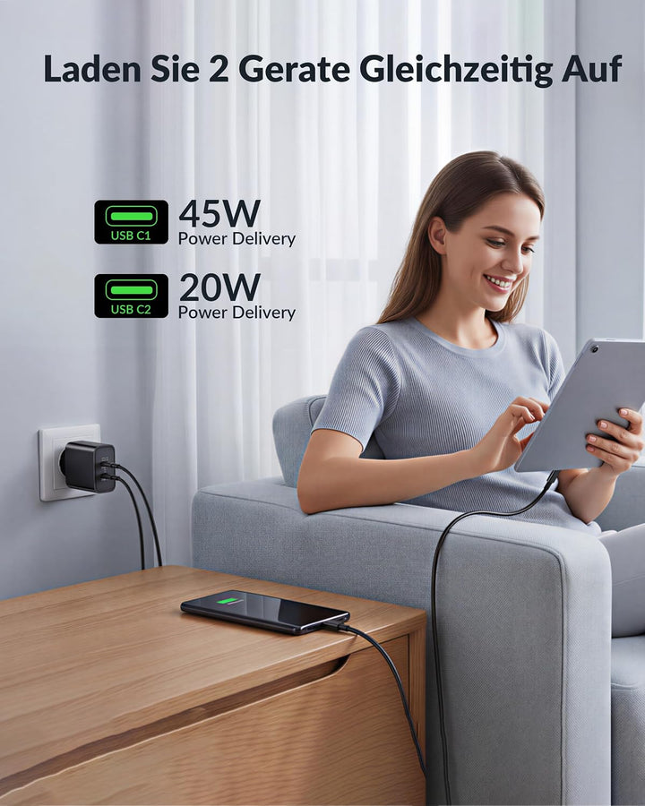 45W 2-Port Schnellladegerät Ladegerät für Samsung Galaxy S26/S25/S24/S23/S22/S21 Ultra FE, A16 A56 A