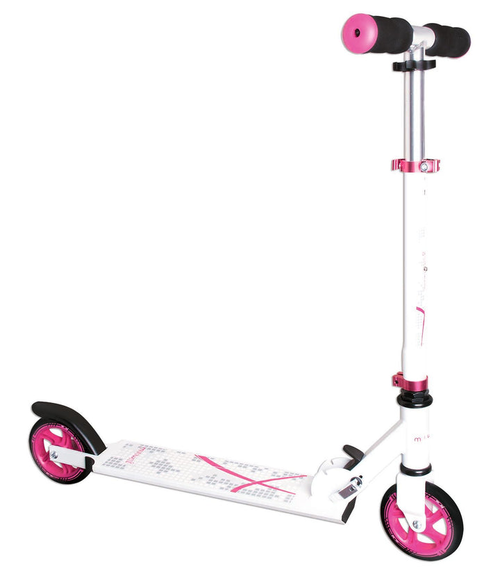 muuwmi Aluminium Scooter – Tretroller, 125 mm, ABEC 5, GS geprüft, höhenverstellbar weiss-pink, weis
