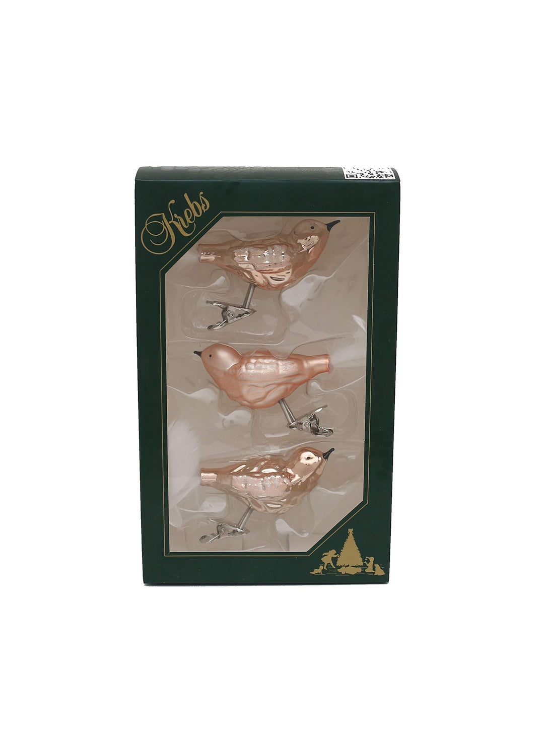***Lauschaer Christbaumschmuck - 3er Set Korallenfarbene Vögel auf Clip, ca. 11 cm, Koralle