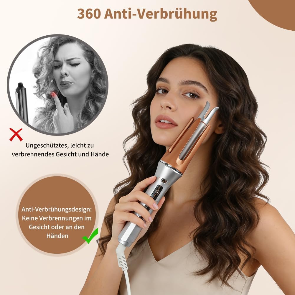 Aohcae automatischer lockenstab, 3 Temperaturstufen (170-210°C) lockenwickler aufheizbar, 25mm hair