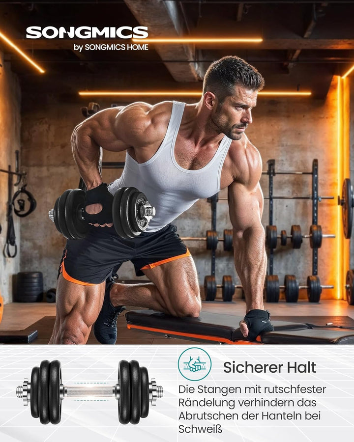 SONGMICS 2-in-1-Hanteln, 2er Set, Hantelset aus Gusseisen, verstellbar, Kurzhantelset mit Verbindung