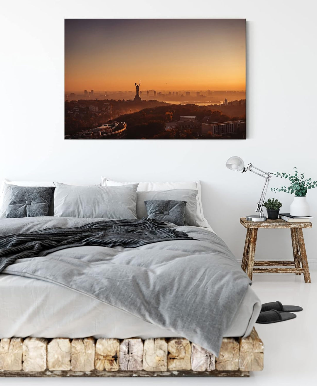 Pixxprint Sonnenuntergang in Kiew als Leinwandbild | Grösse: 100x70 cm | Wandbild | Kunstdruck | fer