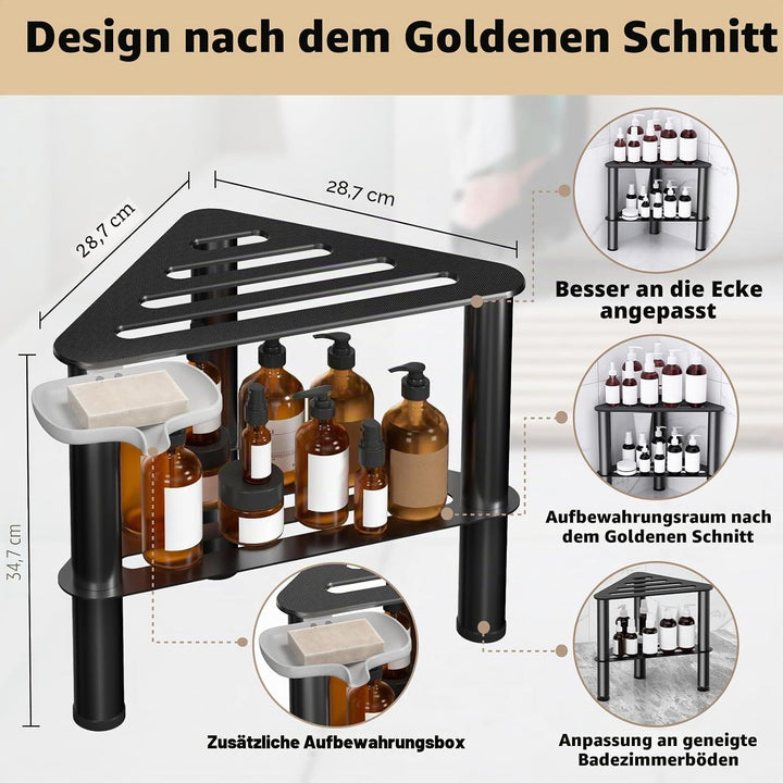 Eck-Duschfusshocker zum Rasieren der Beine, Rostfestigkeit und Rutschfester | Schwarz Duschfussstütz