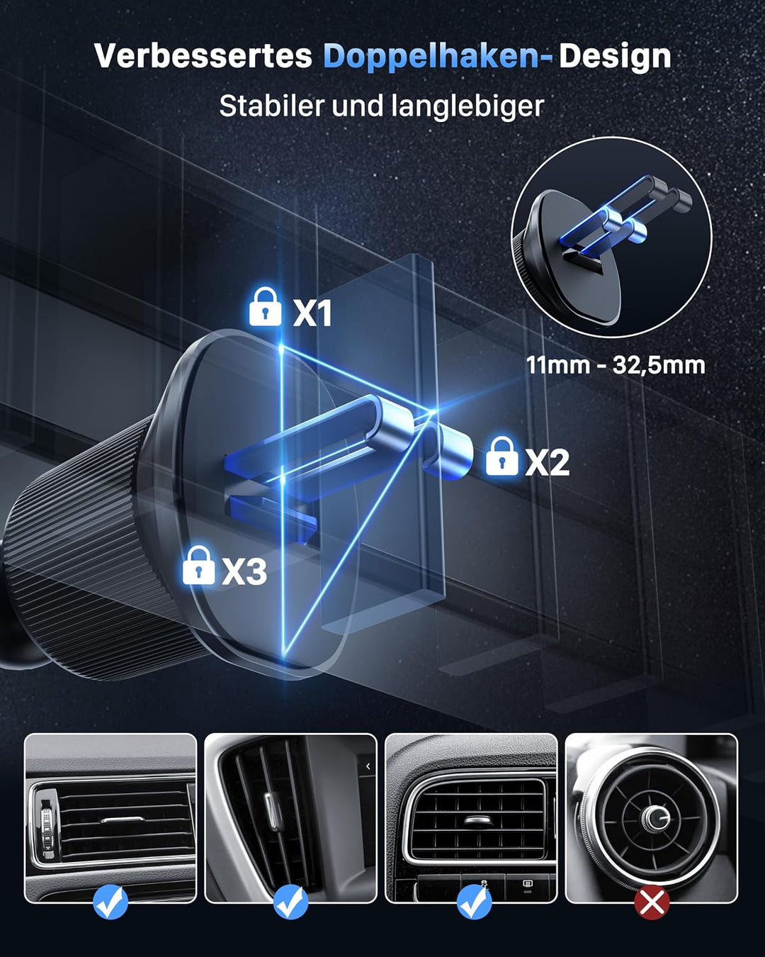 YOSH für MagSafe Handyhalterung Auto, Magnetische Handyhalterung Auto, 360° drehbare Halterung für A