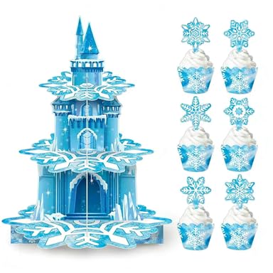Drei Etagen Schneeflocken Thema Kuchen Regal Party Dekoration, Tasse Kuchen Regal Schneeflocken Dess