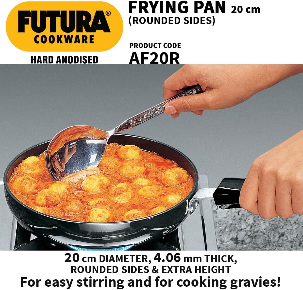 Hawkins l08 Futura Bratpfanne, rund, harteloxiert, 22 cm, Schwarz