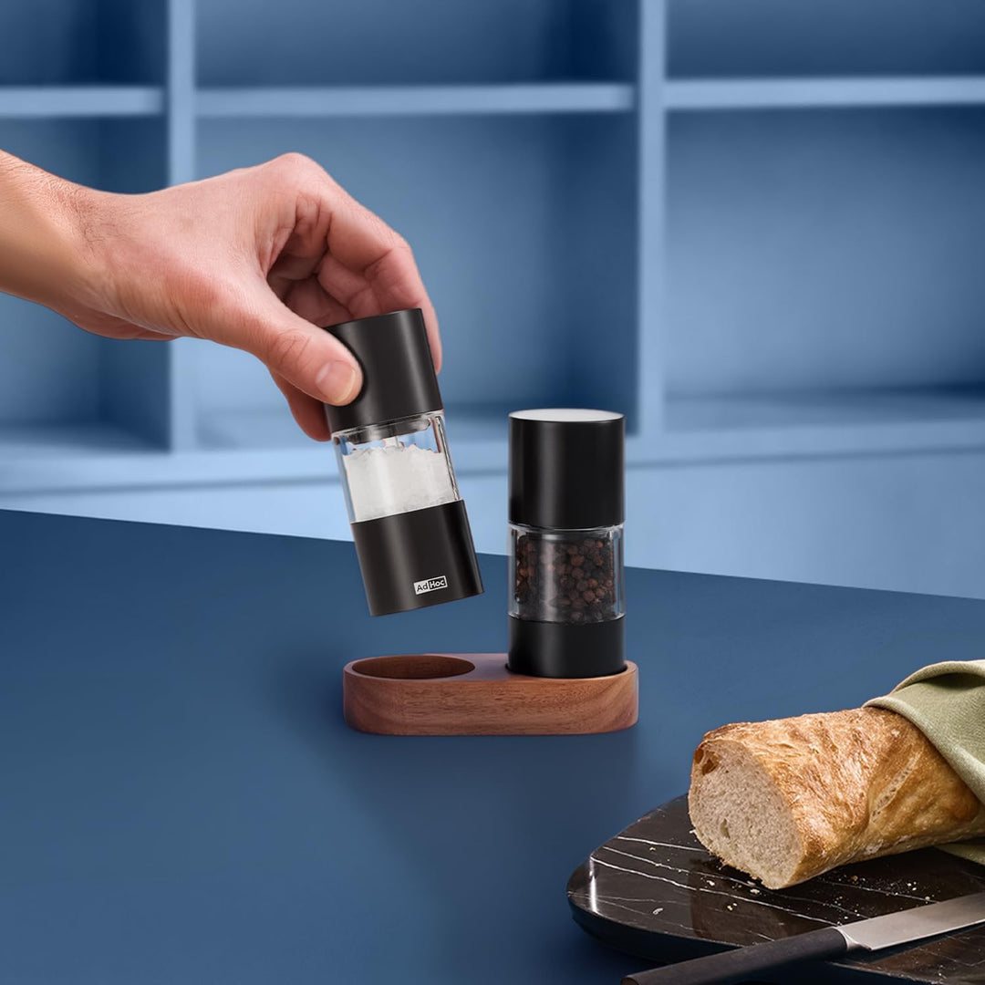 AdHoc Set Salzmühle und Pfeffermühle STILO | langlebiges Keramik Mahlwerk, edles Gehäuse aus Edelsta