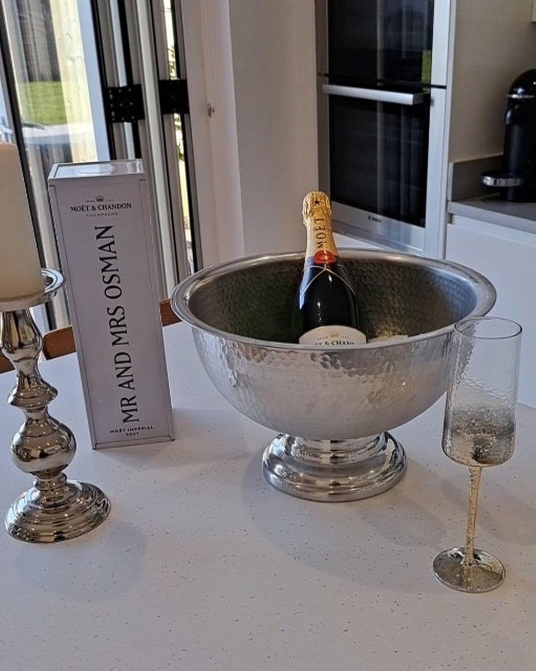 Champagner Kühler gepresste Metallschale silber ⌀ 36 cm Tiwanaku