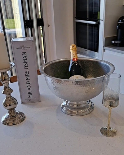 Champagner Kühler gepresste Metallschale silber ⌀ 36 cm Tiwanaku