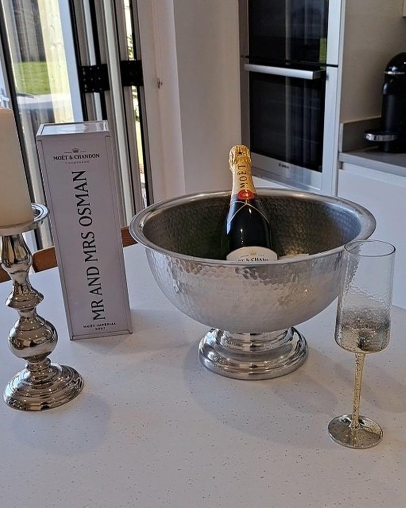 Champagner Kühler gepresste Metallschale silber ⌀ 36 cm Tiwanaku