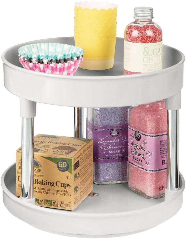 mDesign 2er-Set Lazy Susan Küchenregal zweistöckig – praktisches Gewürzregal für Küchenschrank oder