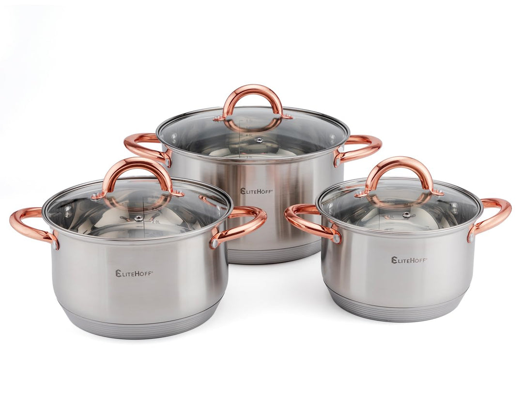 EliteHoff Topfset Induktion, Kochtopf Set mit Glasdeckel, 7-lagiger Edelstahl Topf- & Pfannensets mi