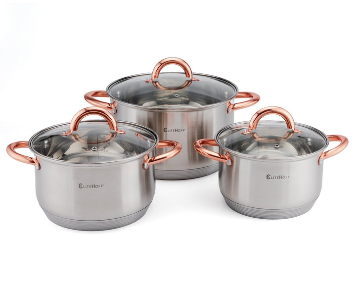 EliteHoff Topfset Induktion, Kochtopf Set mit Glasdeckel, 7-lagiger Edelstahl Topf- & Pfannensets mi