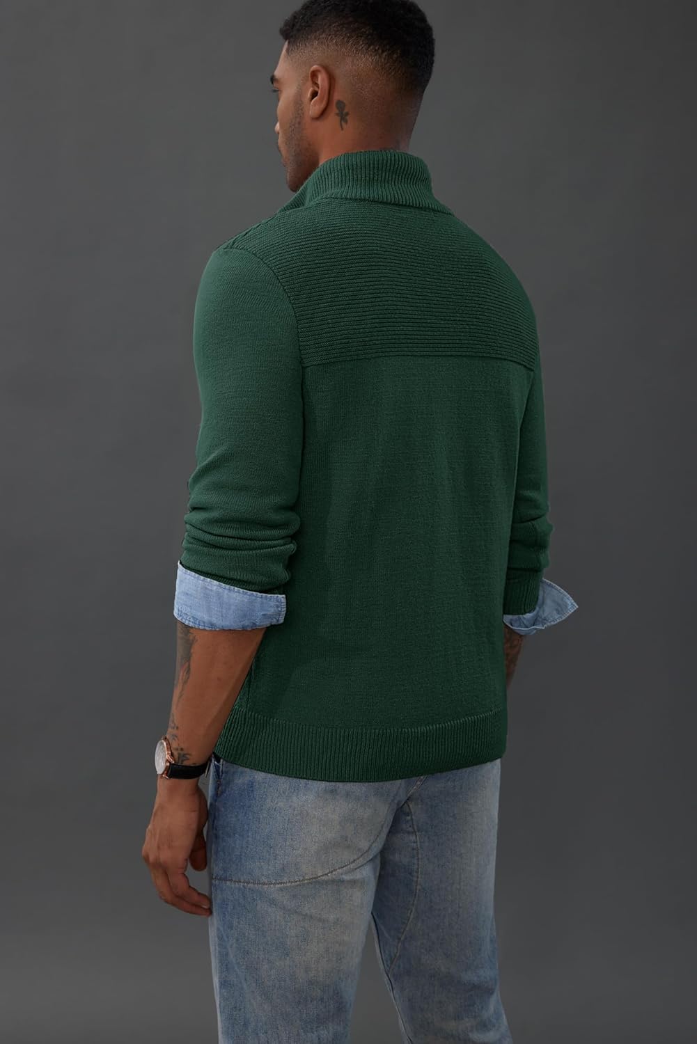 PaulJones Troyer Pullover Herren Strickpullover mit Reissverschluss und Stehkragen Arbeitspullover S