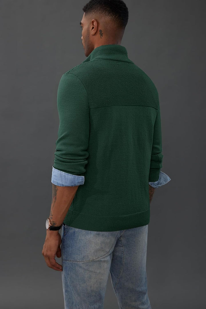PaulJones Troyer Pullover Herren Strickpullover mit Reissverschluss und Stehkragen Arbeitspullover S