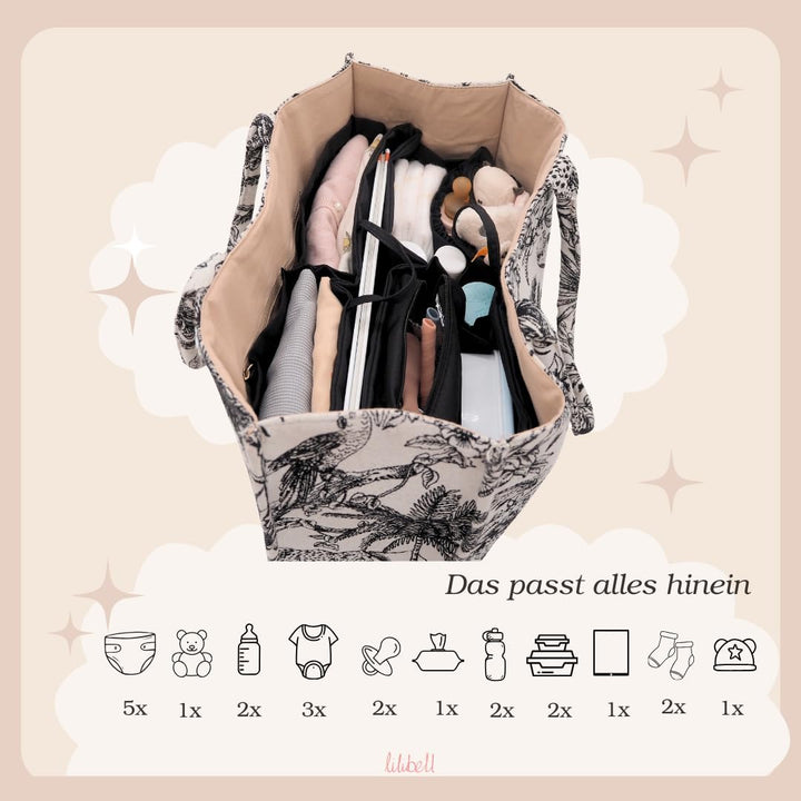 lilibell Wickeltasche Granda - Grosse Babytasche Taschenorganizer Innentasche Baginbag Inlett für di