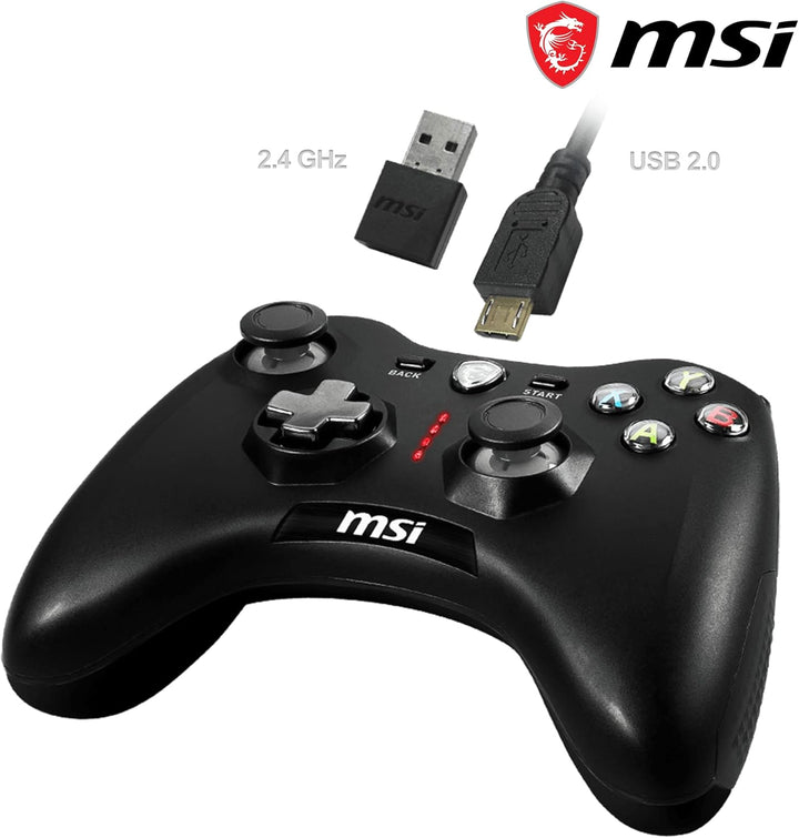 MSI FORCE GC30 V2 Kabelloser PC-Gamepad Controller - 2,4 GHz, 600mAh Li-Ionen-Akku, austauschbare D-