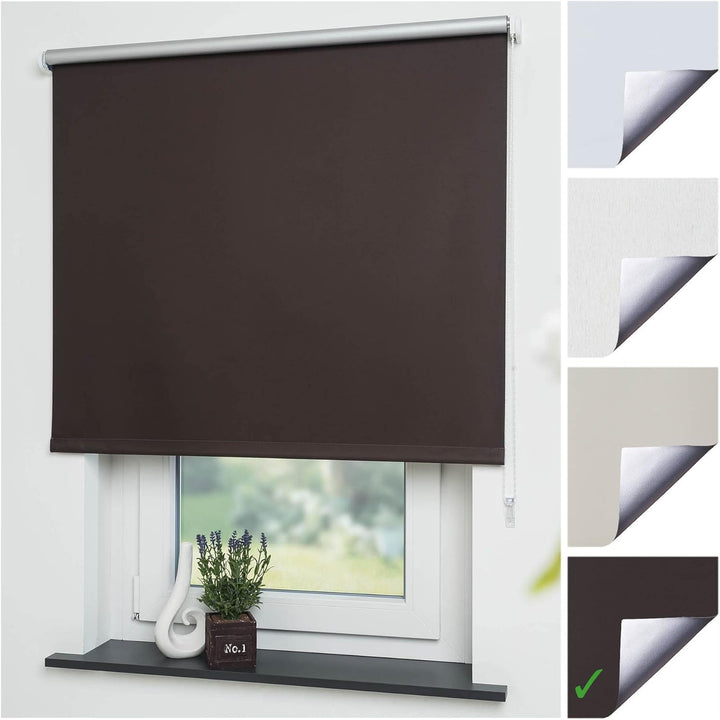Liedeco® Rollo, Fenster Rollo, Kettenzug-Rollo / 92 x 180 cm (Breite x Höhe), braun/Thermo-Beschicht