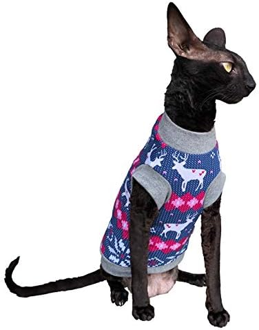 Kotomoda Cat's Warm T-Shirt fьr hireless Cats Santa's Deer Sweater (S), S