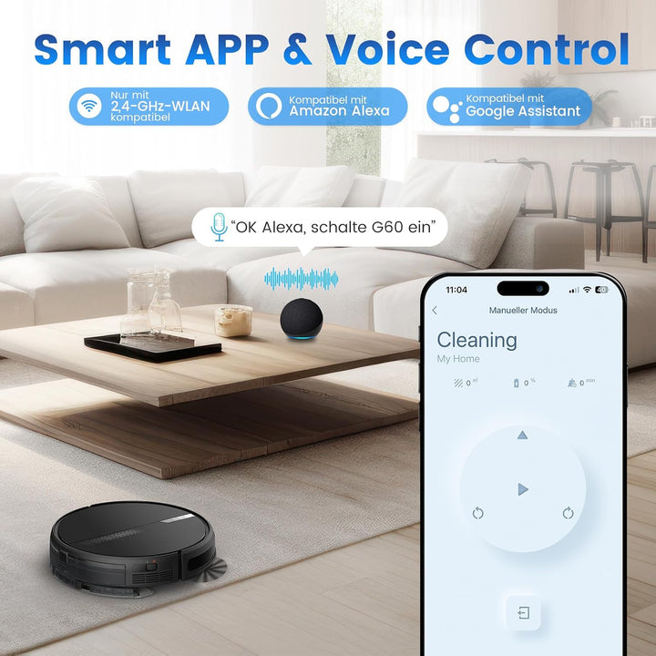 FIXR G60 Saugroboter mit Wischfunktion, 3 in 1 Staubsauger Roboter Muster, Muster