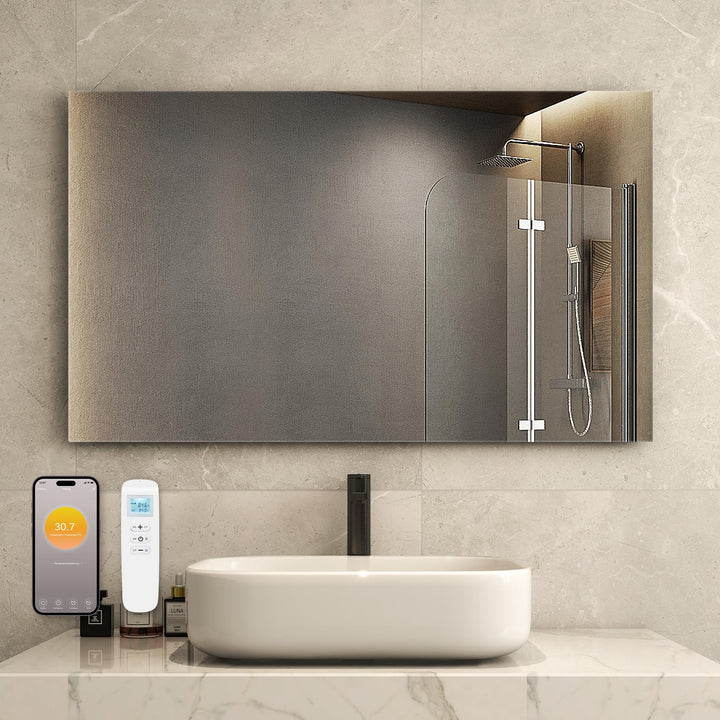 Infrarotheizung Spiegel mit Thermostat 580 Watt - Spiegelheizung Infrarot - Infrarot Wandheizung - A