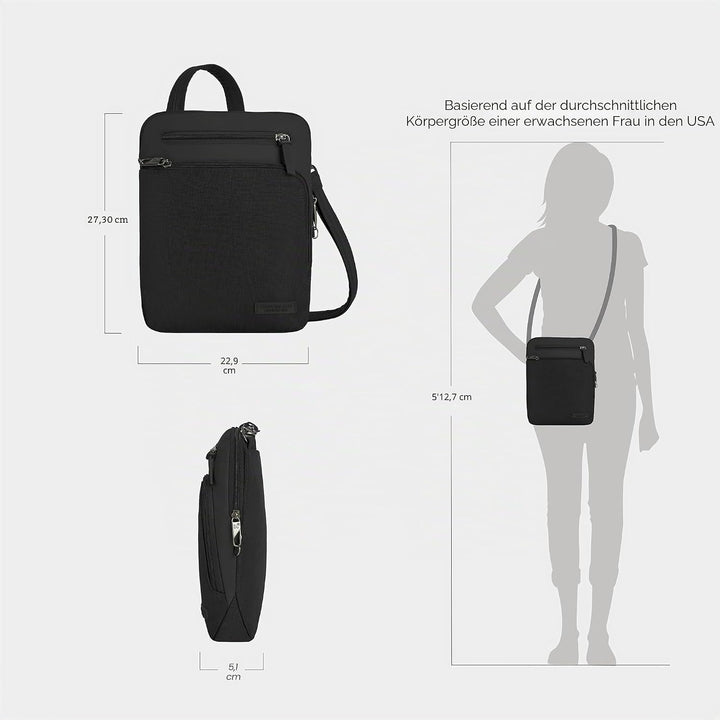 Travelon Unisex Diebstahlschutz Metro Small Crossbody Umhängetasche 9.75 x 10.75 x 2 Schwarz, 9.75 x