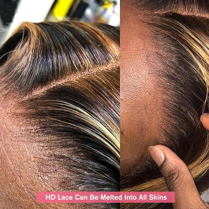 Highlight 2/27, 13 x 4 Spitzenfront, Echthaar, Echthaar, brasilianisches Haar, 150 % Dichte, Highlig