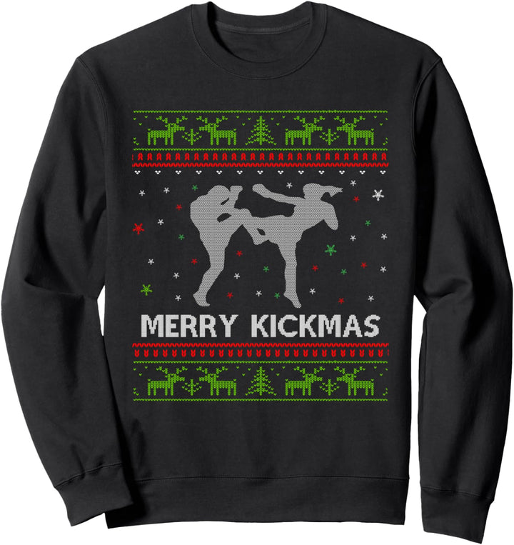 Kickboxer Fighter Merry Kickmas Kickboxen Ugly Christmas Sweatshirt