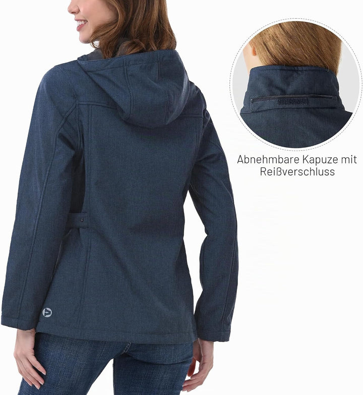 Outdoor Ventures Damen Softshelljacke Kurze Gefütterte Funktionsjacke Wasserdichte Übergangsjacke mi
