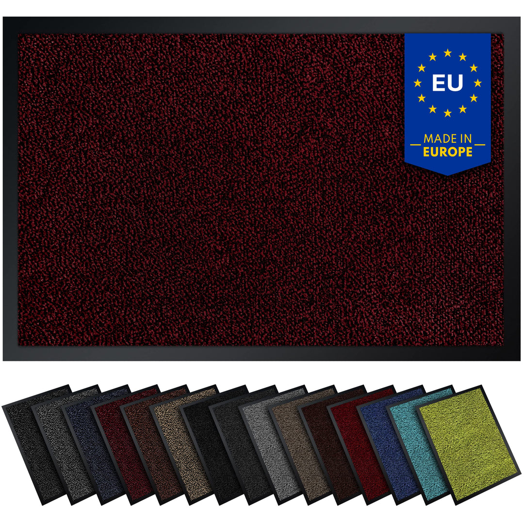 Gentle North Hochwertige Fussmatte rot-schwarz 60x90 gross für Innen &amp; Aussen - Schmutzfangmatte rut